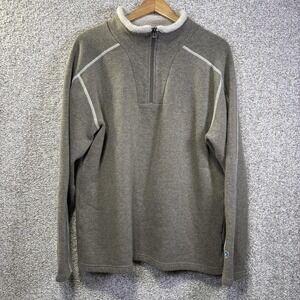 Kuhl Sweater Mens XL Brown 1/4 Zip Mock Neck Fleece Lined Pullover Top Casual